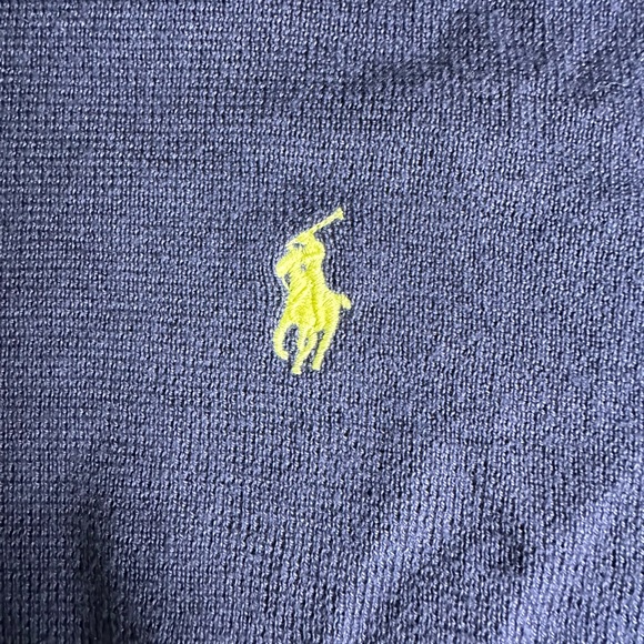 Ralph Lauren Navy Blue Pima Cotton‎ Vneck Sweater -L - Picture 7 of 7